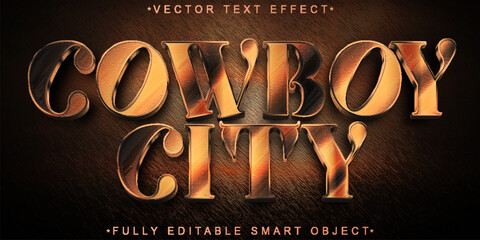 Poster - Bronze Western Cowboy City Vector Fully Editable Smart Object Text Effect