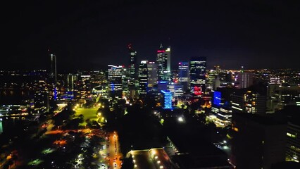 Wall Mural - Aerial view of Perth skyline at night