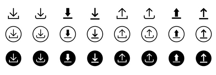 Download and upload icon. Download icon files. Software download icon . Web icon set . Icons collection. Vector illustration.