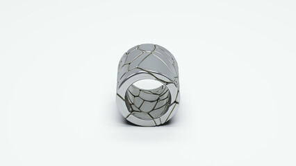 Sticker - Silver tube metal fragments soft rounded reflection block circle 3d illustration render digital rendering