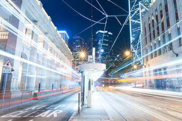 Wall Mural - Hong Kong Night Car Trail