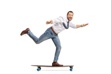 Poster - Man riding a skateboard and spreading arms