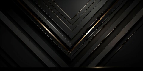 Poster - Abstract black 3d geometric design with gold effect