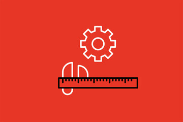 spanner and gear illustration in flat style design. Vector illustration.	