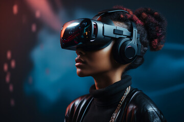 Poster - ai generated image of woman in surreal fantasy world made with generative ai