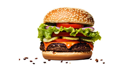 Wall Mural - Filled Fresh burger with no background, burger clipart