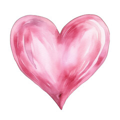 Wall Mural - Pink Watercolor painted heart, isolated on transparent background