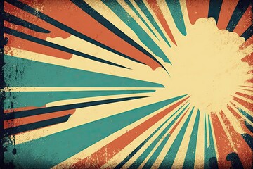 Poster - Retro background with sun rays and grunge effects