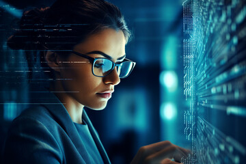 Poster - Successful Male Female Data Center IT Specialist Computer technologies Generative AI picture