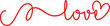 Love text line heart red symbol sign design laser cut romantic shape swirl