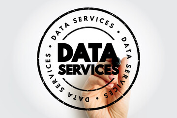 Aufkleber - Data Services - self-contained units of software functions that give data characteristics it doesn't already have, text concept stamp