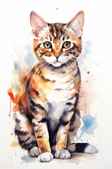 Wall Mural - Watercolor cat illustration
