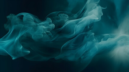 Poster - Cloud of smoke on black background. A blue smoke swirls in the air against a black background.