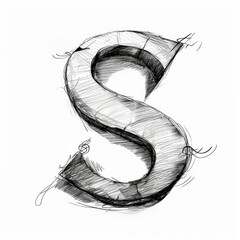 Wall Mural - Grunge graphite sketch, alphabet, the letter S