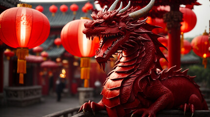 Wall Mural - Photo of a wild dragon for the 2024 Chinese New Year celebration