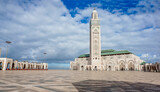 Fototapeta  - 02_Panorama of the Majestic Hassan II Mosque in Casablanca, Morocco.