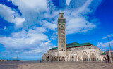Fototapeta  - 03_Panorama of the Majestic Hassan II Mosque in Casablanca, Morocco.