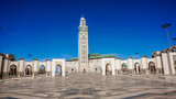 Fototapeta  - 01_Panorama of the Majestic Hassan II Mosque in Casablanca, Morocco.