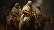 Arab male soldiers on horses AI generated image