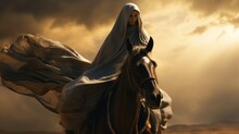 Muslim Woman In Hijab Is Riding A Horse AI Generated Image
