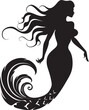 © BABBAN - Whispering Waves Iconic Mermaid Emblem Sirens Serenade Black Mermaid Icon Design