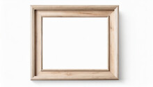 Empty Wooden Picture Frame Isolated On White Background. 3d Rendering.