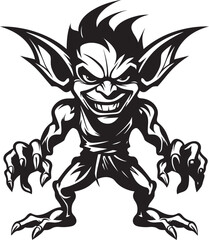 Wee Wonders Black Goblin Symbol Micro Goblin Magic Cartoon Logo Icon
