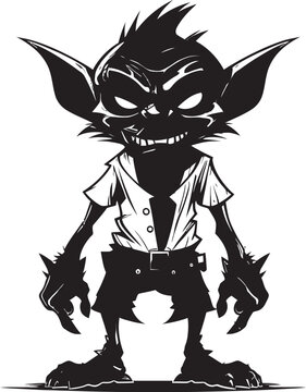 Midget Marvels Cartoon Vector Logo Pocket Goblin Pals Black Logo Icon