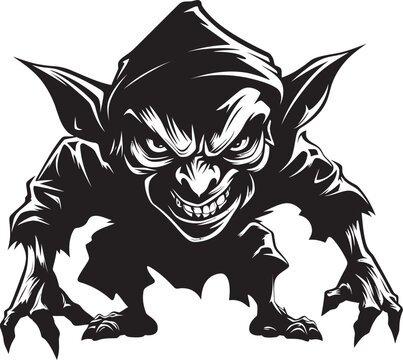 Goblin Glee Black Vector Logo Symbol Infernal Imps Goblin Logo Icon Design