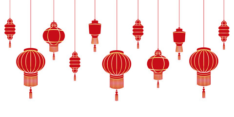 Illustration of a red and gold chinese lanterns for chinese new year of vector	