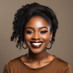 Wall Mural - smiling brown lipstick on smiling black girl lips