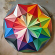 Schöne geometrische Form in RGB Regenbogenfarben futuristisches 3D Design, ai generativ