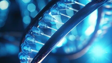 Poster - Genetic research and Biotech science Concept. Human Biology technology on abstract digital 