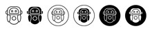 Intelligent Tactical Bot Robot Face Head Simple Icon Symbol. Cyborg Owl Illustration Black And White Color
