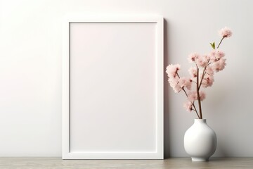 Poster - Blank picture frame mock-up on wall in modern interior.
