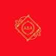 ABA initial Letter royal gold floral monogram antique vintage style luxury logo design 