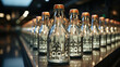 Close-Up of Milk Bottles Lined Up: Orderly Arrangement of Classic Milk Bottles