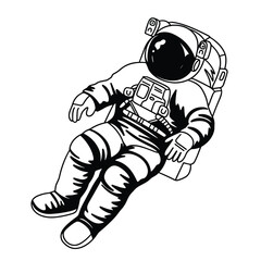 Hand drawn doodle astronaut. Outline astronaut isolated on white background. Hand drawn vector art.