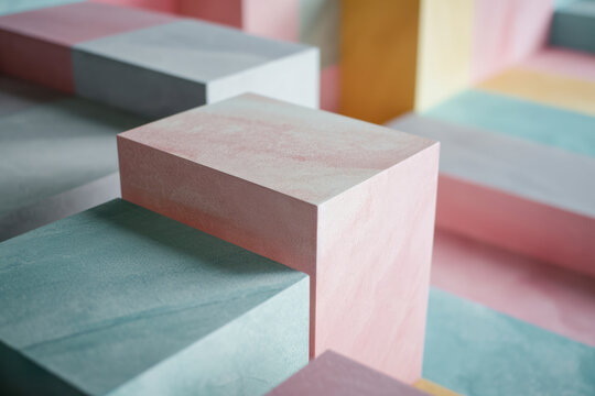 Geometric patterns in pastels, an abstract background showcasing soft and harmonious geometric patterns in pastel tones.