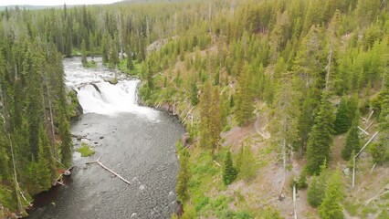 Poster - Amazing aerial view of Yellowstone River in the National Park