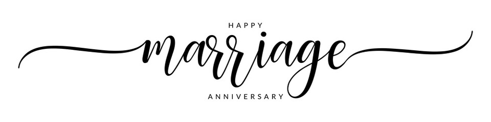 Wall Mural - Happy marriage anniversary – Calligraphy brush text banner with transparent background.