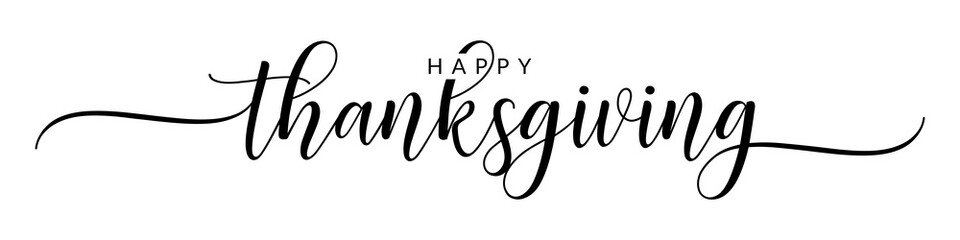 Wall Mural - Happy thanksgiving – Calligraphy brush text banner with transparent background.
