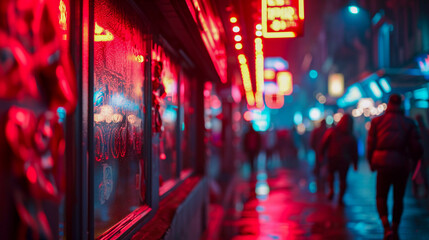 Wall Mural - Cyberpunk Tokyo street, japanese nightlife, Generative AI