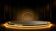 gold podium in a product advertising stage background