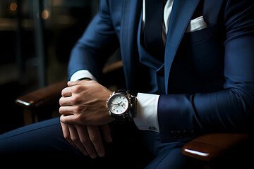 businessman with watch sitting down