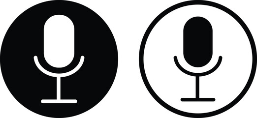 Poster - Microphone icon set in two styles isolated on white background . Mic button icon . Vector illustration