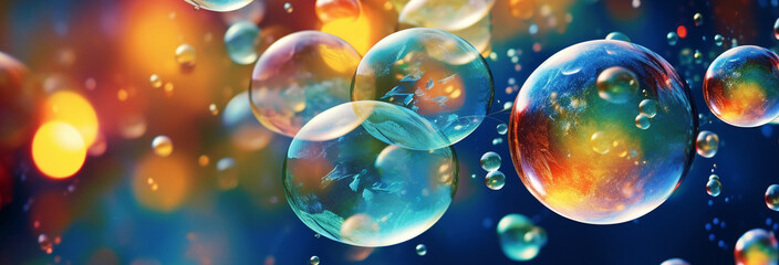 Poster - Multicolored bubbles on a white background