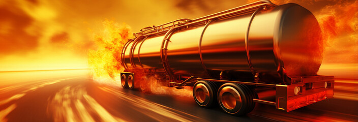 Wall Mural - truck on a highway with motion blur