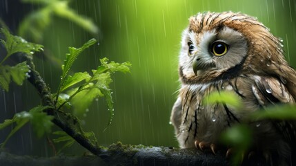 Generative AI image of owl in the forest