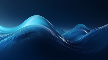 Fototapete - Digital technology blue rhythm wavy line abstract graphic poster web page PPT background with generative